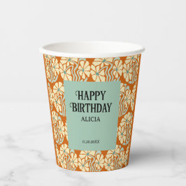 レトロファンキーグルーヴィボホボタニカル誕生日 紙コップ