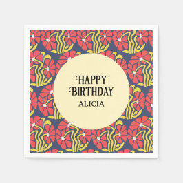 レトロファンキーグルーヴトリップ(幻覚体験)のようなデイジーフローラ誕生日 スタンダードカクテルナプキン