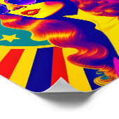 レトロファンキーサングラスポップ・アートのガール ポスター (角)