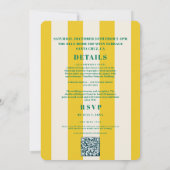 レトロファンキーストライプのグリーンイエロー結婚ズ 招待状 (裏面)