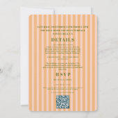 レトロファンキーストライプのピンクオ結婚レンジズ 招待状 (裏面)