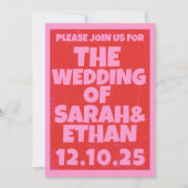 レトロファンキーピンクグリーン結婚ズ 招待状 (正面)