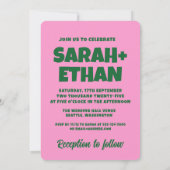 レトロファンキーピンクグリーン結婚ズ 招待状 (裏面)