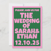 レトロファンキーピンクグリーン結婚ズ 招待状 (正面)