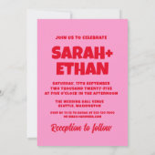 レトロファンキーピンクグリーン結婚ズ 招待状 (裏面)