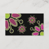 レトロファンキーフラワーピンクパープルグリーンクリエイティブおもしろい 名刺 (裏面)