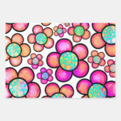 レトロファンキーフラワー ラッピングペーパーシート (正面3)