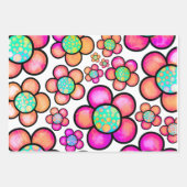 レトロファンキーフラワー ラッピングペーパーシート (正面2)