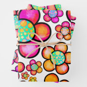 レトロファンキーフラワー ラッピングペーパーシート (インサイチュ)