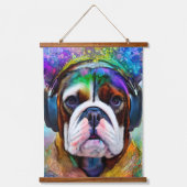 レトロファンキーブルドッグ着用 吊り下げ型タペストリー (正面)