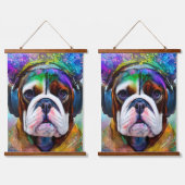 レトロファンキーブルドッグ着用 吊り下げ型タペストリー (ダブル)