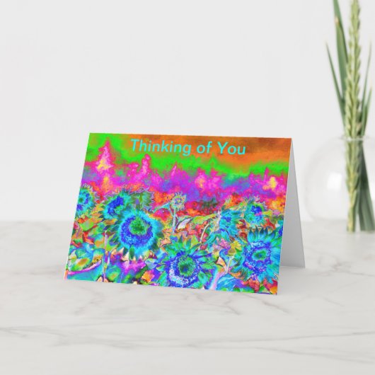 レトロファンキーブルーサンフラワー カード (正面)