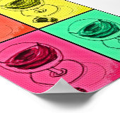 レトロファンキーワクールカラフルインガラスプリント ポスター (角)