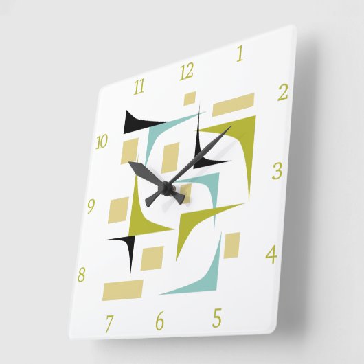 レトロファンキー原子中世紀コーナー番号 スクエア壁時計 (傾斜)