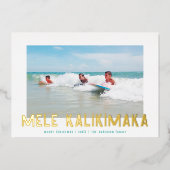 レトロファンキー型ハワイアンクリスマスフォトアクア 箔シーズンカード (正面)