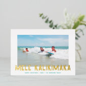 レトロファンキー型ハワイアンクリスマスフォトアクア 箔シーズンカード (立ち正面)