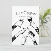 レトロファンキー手描き応援結婚婚約 招待状 (スタンド正面)