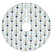 レトロファンキー抽象芸術クリスマスツリーミッドセンチュリー ブラッシュドポリエステルツリースカート (正面)