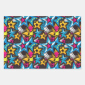 レトロファンキー抽象芸術漫画パタポップ・アートのーン ラッピングペーパーシート (正面2)