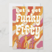 レトロファンキー踊り女性50th誕生日パーティー 招待状 (正面)