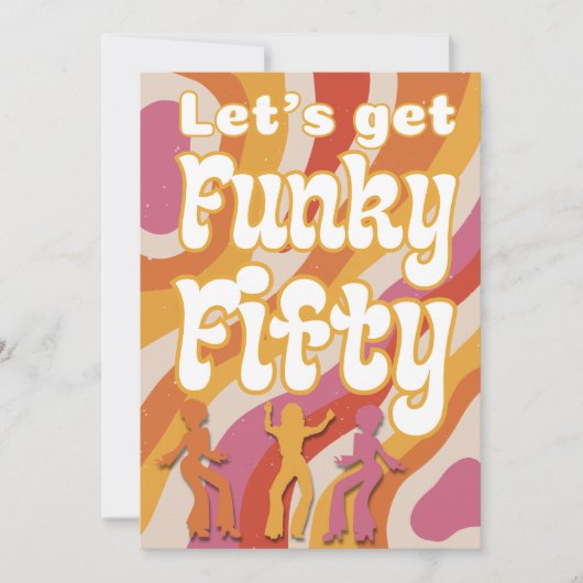 レトロファンキー踊り女性50th誕生日パーティー 招待状 (正面)