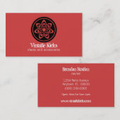 レトロファンキー開花名刺レッド 名刺 (正面/裏面)