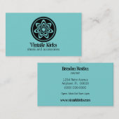 レトロファンキー開花名刺、ターコイズ 名刺 (正面/裏面)