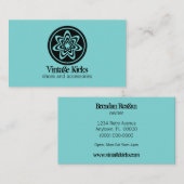 レトロファンキー開花名刺、ターコイズ 名刺 (正面/裏面)