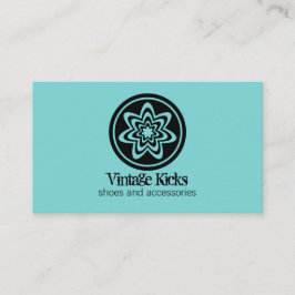 レトロファンキー開花名刺、ターコイズ 名刺