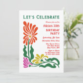 レトロファンキー70sグルーヴィサイケデリックフラワー誕生日 招待状 (スタンド正面)