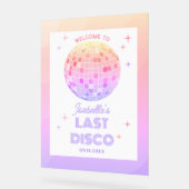 レトロファンキー70sピンクディスコバチェロレッテ歓迎 アクリルサイン (傾斜)