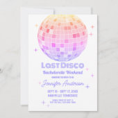 レトロファンキー70sピンクディスコバチェロレッテ週末 招待状 (正面)