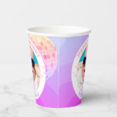 レトロファンキー80s 90sディスコハッピーバースデー写真 紙コップ (右)