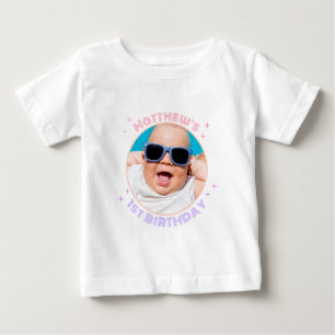レトロファンキー90sディスコボールハッピーバースデー写真 ベビーTシャツ