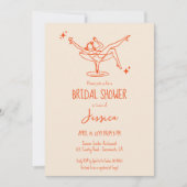 レトロファンシーブライダルシャワーカクテル手描き 招待状 (正面)