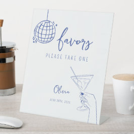 レトロファンシー手描きディスコ玉好意サイン 台座サイン