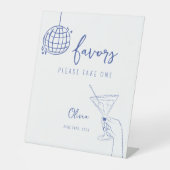 レトロファンシー手描きディスコ玉好意サイン 台座サイン (正面)