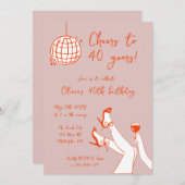 レトロファンシーBIrthdayパーティー招待 招待状 (正面/裏面)