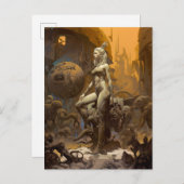 レトロファンタジーアートビューティフルウーマン ポストカード (正面/裏面)