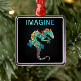 レトロファンタジードラゴンタトゥーギフト入れ墨 メタルオーナメント