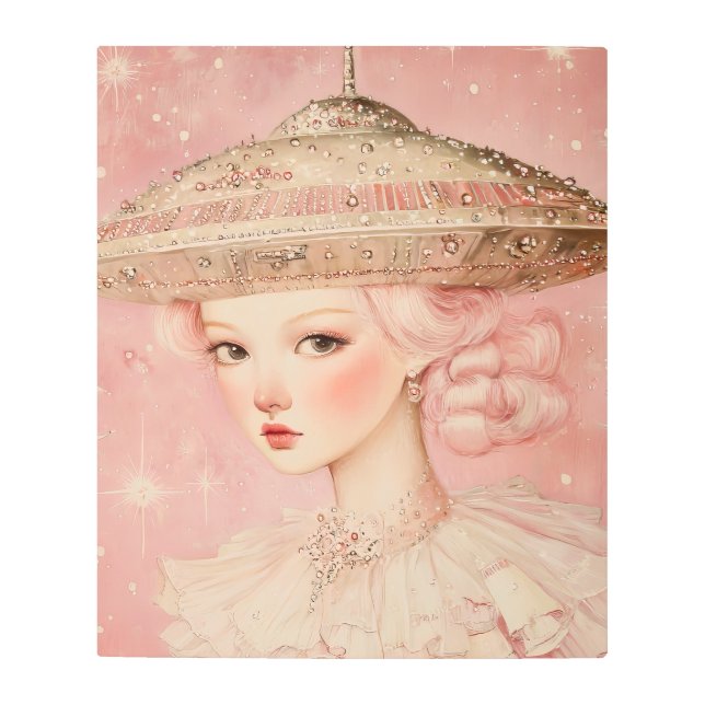 レトロファンタジー女性 メタルプリント (正面)