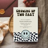 レトロファースト・ボーイ2nd誕生日パーティー市松模様に 招待状