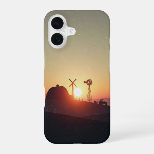 レトロファームステッドのシルエット iPhone 16ケース (裏面)