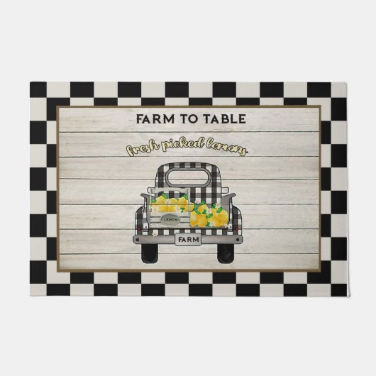 レトロファームトゥテーブルマット、レモントラックドアマット ドアマット (正面)
