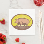 レトロファームピグ日が差すこと スタンダードランチョンナプキン (インサイチュ)