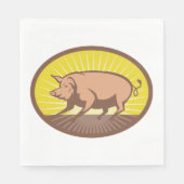 レトロファームピグ日が差すこと スタンダードランチョンナプキン (正面)