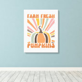 レトロファームフレッシュカボチャ キャンバスプリント (インサイチュ (ウッドフロア))