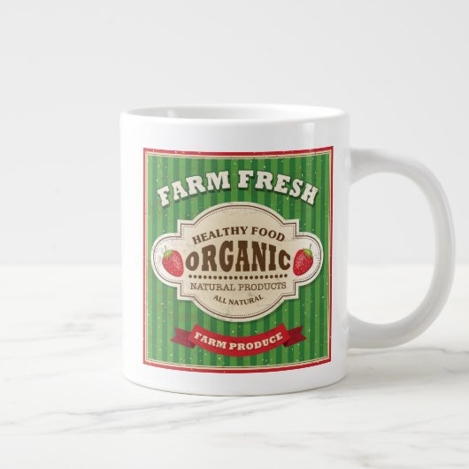 レトロファームフレッシュポスターデザイン ジャンボコーヒーマグカップ (右)