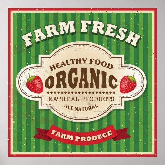 レトロファームフレッシュポスターデザイン ポスター (正面)