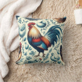 レトロファームルースターパターン クッション (ブランケット)